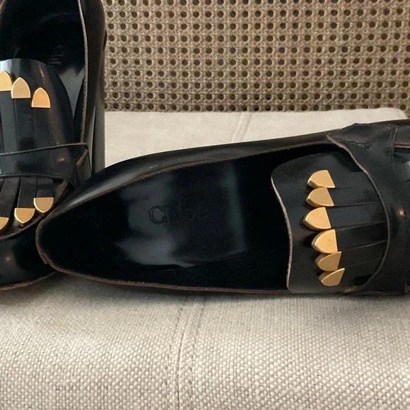 Chloe Black and Gold Heels - Picture 3 of 5